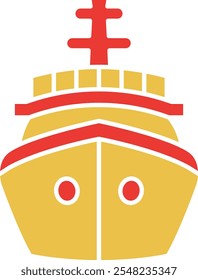 Icono de crucero que representa viajes de lujo, viajes por el océano y aventuras marítimas, perfecto para resaltar vacaciones, Transporte acuático y escapadas marítimas en un diseño elegante y náutico.