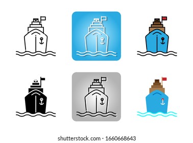 cruise ship icon set isolated on white background for web design ,travel concept