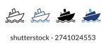 Cruise Ship icon set multiple style collection