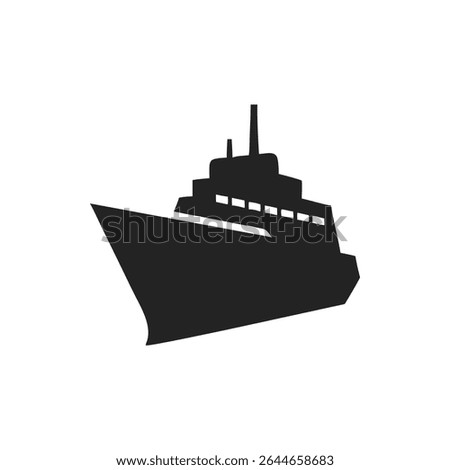 Cruise ship icon silhouette.Vector logo of a liner. Illustration side view isolated on white background.