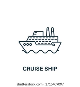 Icono de Envío de crucero. Elemento de línea simple Símbolo de crucero para plantillas, diseño web e infografías