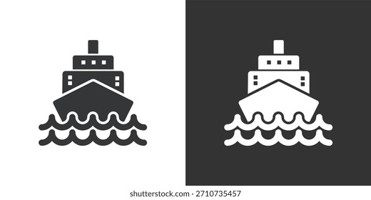 Kreuzfahrtschiff-Symbol. Symbol für durchgezogene Glyphenserie