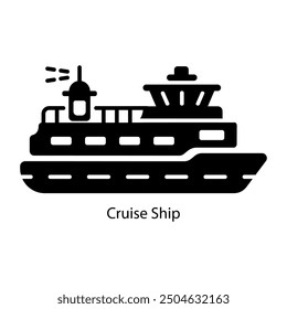 Cruise ship icon in solid style 