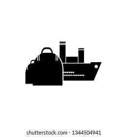 Cruise, ship, icon. Summer vector icon Black Thin flat Symbol of Tourism for Web and App development Isolated on White Background. Vector