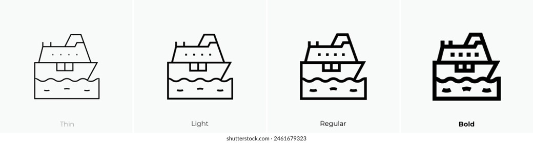 cruise ship icon. Thin, Light Regular And Bold style design isolated on white background