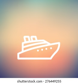 Línea delgada de icono de crucero para diseño de web y móvil, minimalista moderno y plano. Icono blanco vectorial en el fondo de malla gradiente.