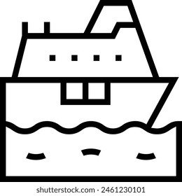 cruise ship icon. Thin linear style design isolated on white background