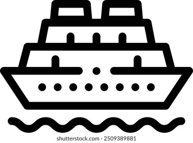 Icono de crucero. Diseño De Estilo Lineal Delgado Aislado Sobre Fondo Blanco