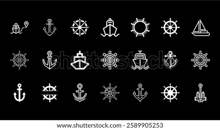 cruise ship icon vctor collection