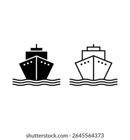 ícone de navio de cruzeiro vetor design conceito silhueta e estilo de contorno