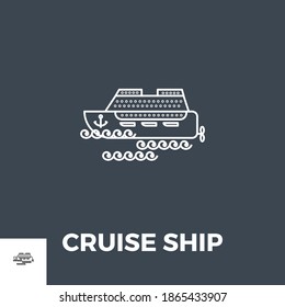 Kreuzfahrtschiff Symbol Vektor. Flaches Symbol einzeln auf schwarzem Hintergrund. Bearbeitbare EPS-Datei. Vektorgrafik.