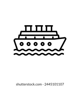 cruise ship icon vector in line style