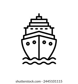 cruise ship icon vector in line style