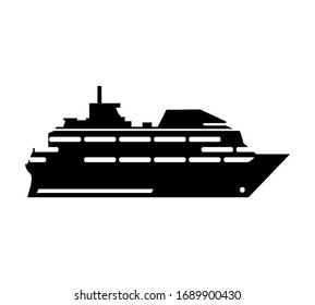 cruise ship icon vector silhouette. Sea transportation by luxury cruise ship.