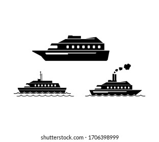 Cruise ship icon vector silhouette. Sea transportation .