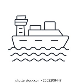 Cruise ship icon. vector.Editable stroke.linear style sign for use web design,logo.Symbol illustration.