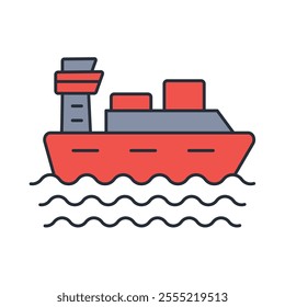 Cruise ship icon. vector.Editable stroke.linear style sign for use web design,logo.Symbol illustration.