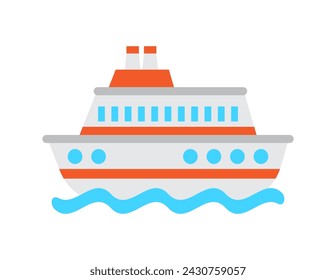 cruise ship illustration for coloring book template, cruise ship for kid worksheet printable