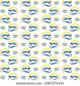 Cruise Ship illustration seamless pattern colorful trendy vector background