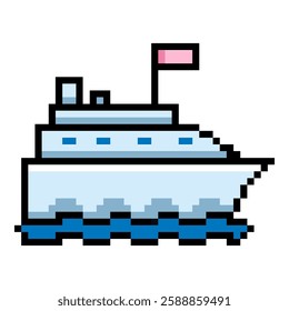 Cruise Ship Isolated Pixel Art Icon