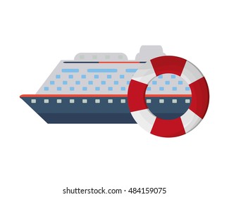 cruise ship and life preserver  icon 