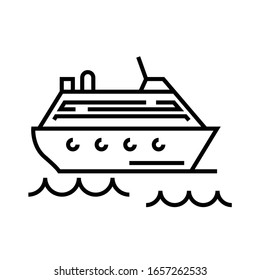 Cruise ship line icon, concept sign, outline vector illustration, linear symbol.