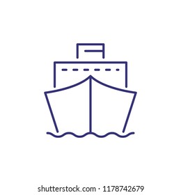 Cruise ship line icon. Liner, transportation, vessel. Voyage concept. Vector illustration can be used for topics like travelling, vacation, shipping