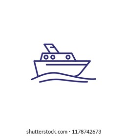 Cruise ship line icon. Sea, boat, yacht. Tourism concept. Vector illustration can be used for topics like recreation, vacation, voyage