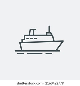 Cruise ship line icon. Sea travel and Marine symbol. Vector