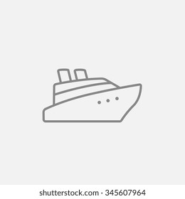 Cruise ship line icon for web, mobile and infographics. Vector dark grey icon isolated on light grey background.