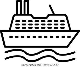 Cruise SHip Line Vector Icon Design