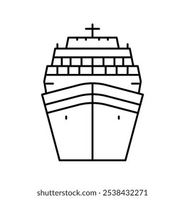 navio de cruzeiro transatlântico transporte linha ícone vetor. navio de cruzeiro transatlântico transporte sinal. isolado contorno símbolo ilustração preta