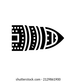cruise ship liner top glyph icon vector. cruise ship liner top sign. isolated contour symbol black illustration