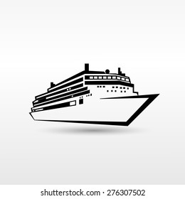 Cruise Ship Logo Black Icon Vector Illustration