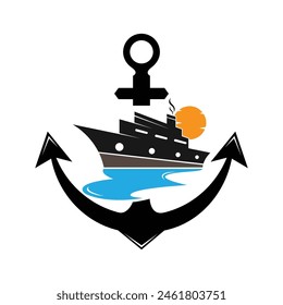 cruise ship logo design and anchor