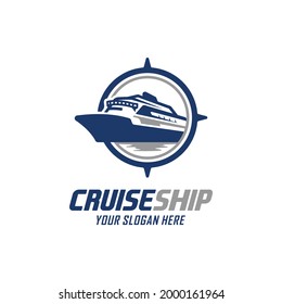 cruise ship logo design concept vector