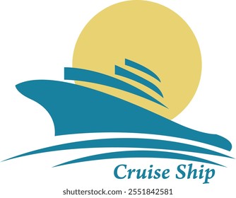 cruise ship logo design with flat design style and soft colors