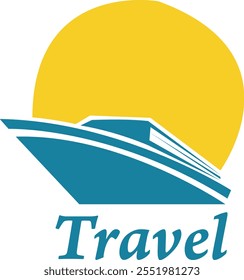 Diseño de logotipo de crucero con estilo de diseño plano y colores suaves