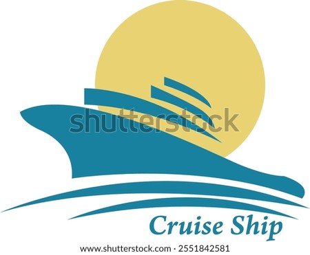 cruise ship logo design with flat design style and soft colors