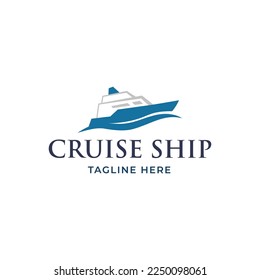 cruise ship logo design. Ship logo, nautical sailing boat icon vector design