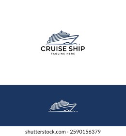 Cruise ship logo design template