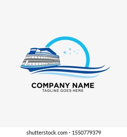 Cruise ship logo design vector and illustration