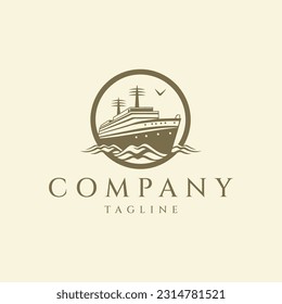 Cruise ship logo design vector illustration