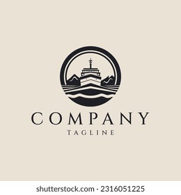 Cruise ship logo design vector illustration