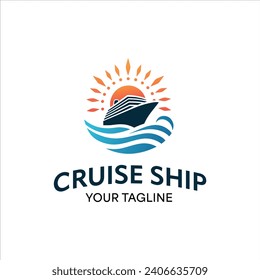 Cruise ship logo design vector illustration