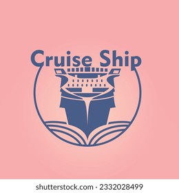 cruise ship logo. Front view flat vector, simple vector illustration for graphic and web design