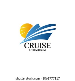 Cruise Ship Logo Icon Design Template. Vector Illustration