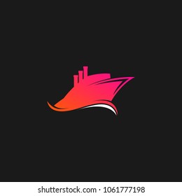 Cruise Ship Logo Icon Design Template. Vector Illustration