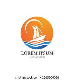Cruise ship logo images illustration design