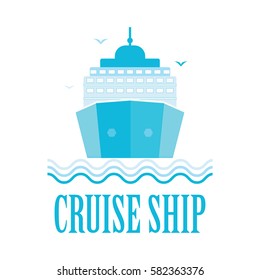Cruise ship logo isolated on white, Marine logo,  icon Vector illustration.
